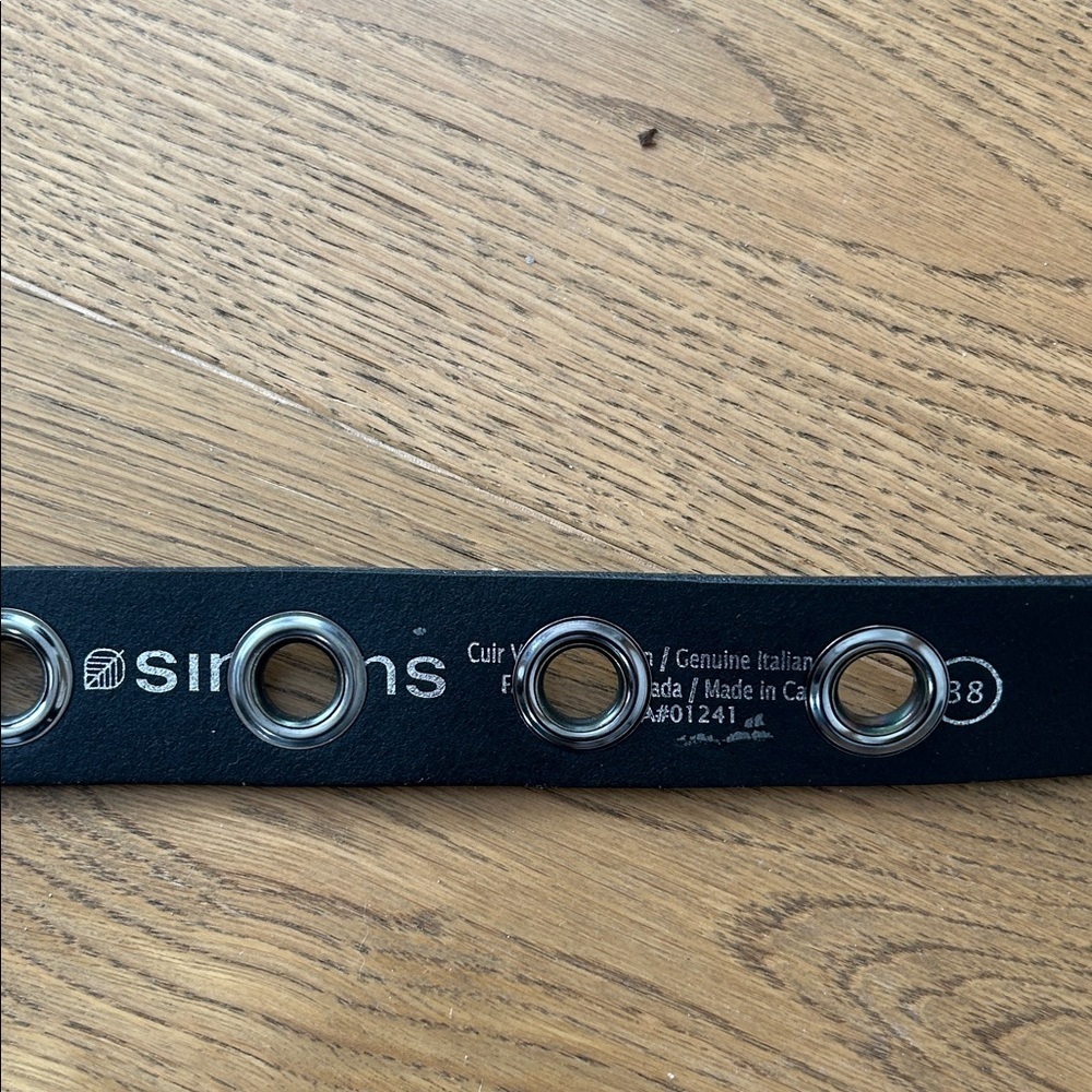 Simons Genuine, Italian Men's Black Leather Belt size 38 - Picture 2 of 5